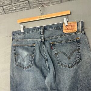 Levis 527 Slim Bootcut Mens Jeans 36x34 Medium Wash Distressed Blue 527-0234